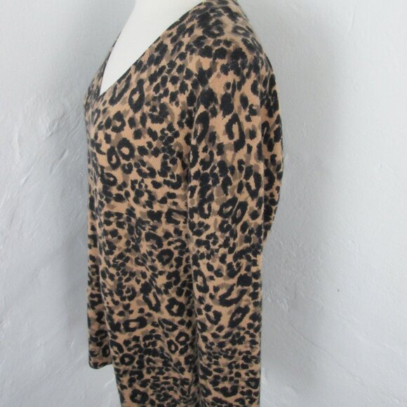 Charter Club 100% Cashmere Pullover Sweater Brown Leopard/Animal Print Womens 2X - Picture 3 of 5
